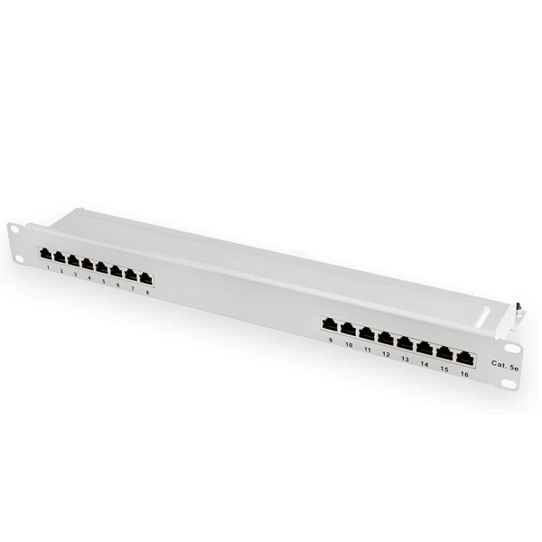 Patch panel / patch field 16-port CAT.5e LSA for CAT.6 / CAT.5 installation cable, STP WHITE