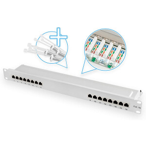 Patch panel 19 inch / patch field 16-port CAT.5e LSA for...