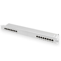 Patch panel 19 inch / patch field 16-port CAT.5e LSA for CAT.6 / CAT.5 installation cable STP white