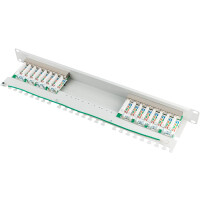 Patch panel 19 inch / patch field 16-port CAT.5e LSA for CAT.6 / CAT.5 installation cable STP white