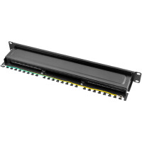 Patch panel 19 inch / patch panel 16-port CAT.6 LSA for CAT.6 / CAT.5e / CAT.5 installation cable STP black