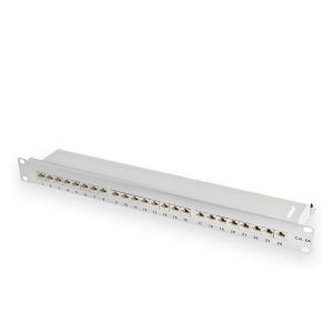 Patch panel 19 inch/ Patch field 24-port CAT.6a LSA for CAT.8.1 / CAT.7a / CAT.7 / CAT.6a installation cable STP white