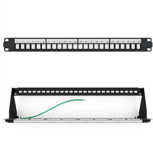 Patch panel 19 inch / patch panel 24-port for Keystone modules black