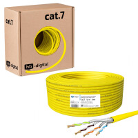 50m Ethernet Network Cable CAT 7 LAN Cable max. 1000 MHz S/FTP AWG23 LSZH Yellow