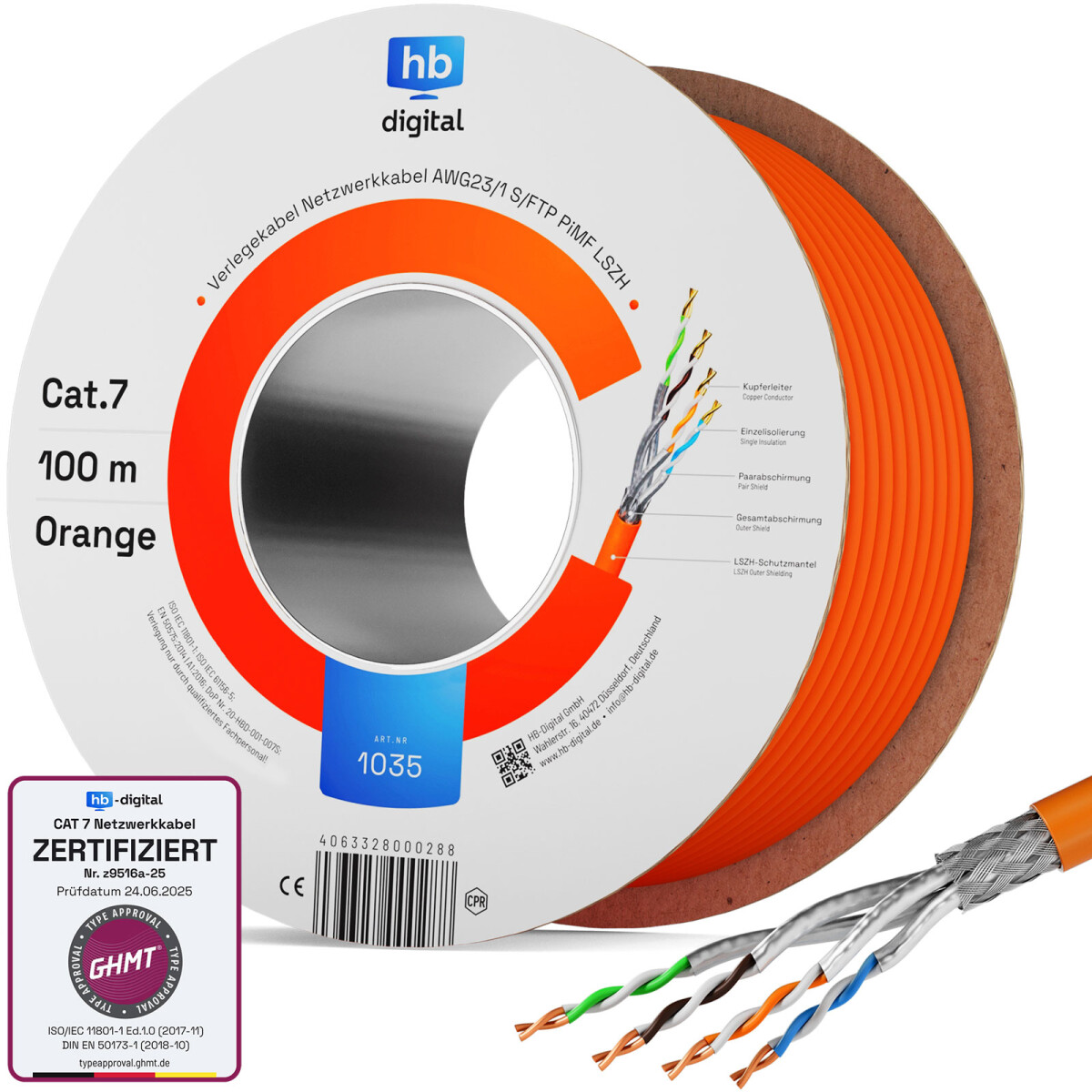 CAT 7 network cable LAN cable max. 1000 MHz S/FTP AWG23 LSZH