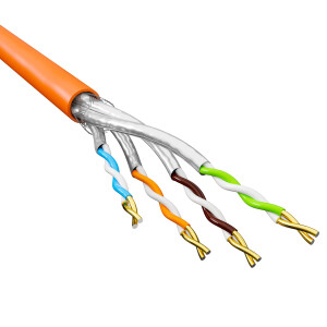 100m Netzwerkkabel CAT 7 LAN Kabel max. 1000 MHz S/FTP AWG23 LSZH orange