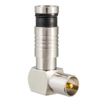 Compression IEC-angle plug for coaxial cable Ø 6,8 - 7,2 mm nickel plated
