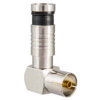Compression IEC right-angle socket for coaxial cable Ø 6.8 - 7.2 mm nickel-plated