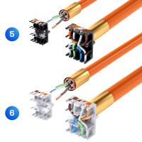 Netzwerkkabel Verbinder LSA Anschluss LAN Kabel Verbinder CAT 6a werkzeuglos SILBER