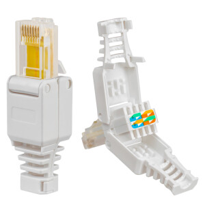 RJ45 plug network plug CAT 5e LSA UTP with bend protection plastic
