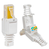 RJ45 plug network plug CAT 5e LSA UTP with bend protection plastic