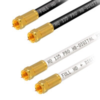 1 m - 50 m SAT Anschluss Kabel 135dB 4-Fach geschirmt Stahl Kupfer mit Kompressions F-Stecker vergoldet Farbe wählbar