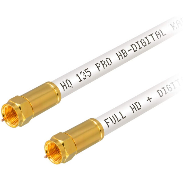 2 m SAT connection cable 135dB 4-fold shielded steel copper with compression F-plug gold-plated WHITE