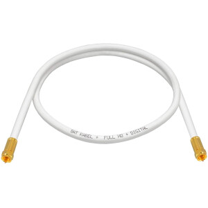 15 m SAT connection cable 135dB 4-fold shielded steel copper with compression F-plug gold-plated WHITE