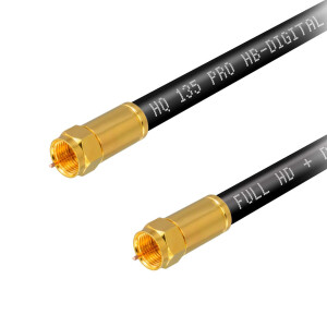 3 m SAT connection cable 135dB 4-fold shielded steel copper with compression F-plug gold-plated BLACK