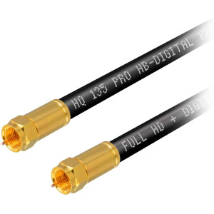 20 m SAT connection cable 135dB 4-fold shielded steel copper with compression F-plug gold plated BLACK