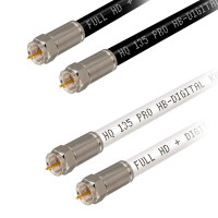 1m - 50m SAT connection cable 135dB 4-fold shielded steel copper with compression F-plug nickel-plated colour selectable