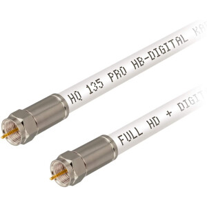 Sat connection cable CCS HQ-135 with F-compression plugs nickel-plated WHITE 10m