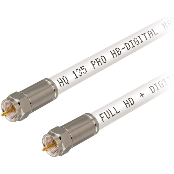 Sat connection cable CCS HQ-135 with F-compression plugs nickel-plated WHITE 25m