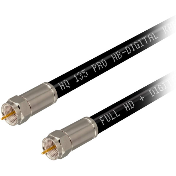 Sat connection cable CCS HQ-135 with F-compression plugs nickel-plated BLACK 2m