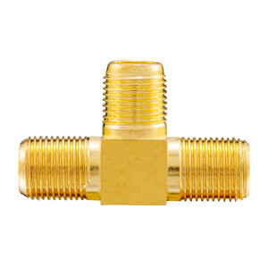 T-piece adapter 1x F-coupling to 2x f-couplings gold-plated