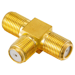 T-piece adapter 1x F-coupling to 2x f-couplings gold-plated