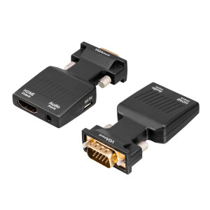 VGA HDMI Adapter, VGA male, 3.5mm jack female to HDMI-A female