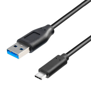 1 m USB 3.0 Kabel USB A Stecker auf USB C Stecker SCHWARZ