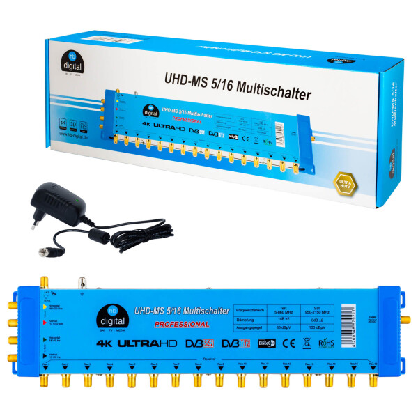 Multiswitch SAT hb-digital UHD-MS 5/16 up to 16 participants
