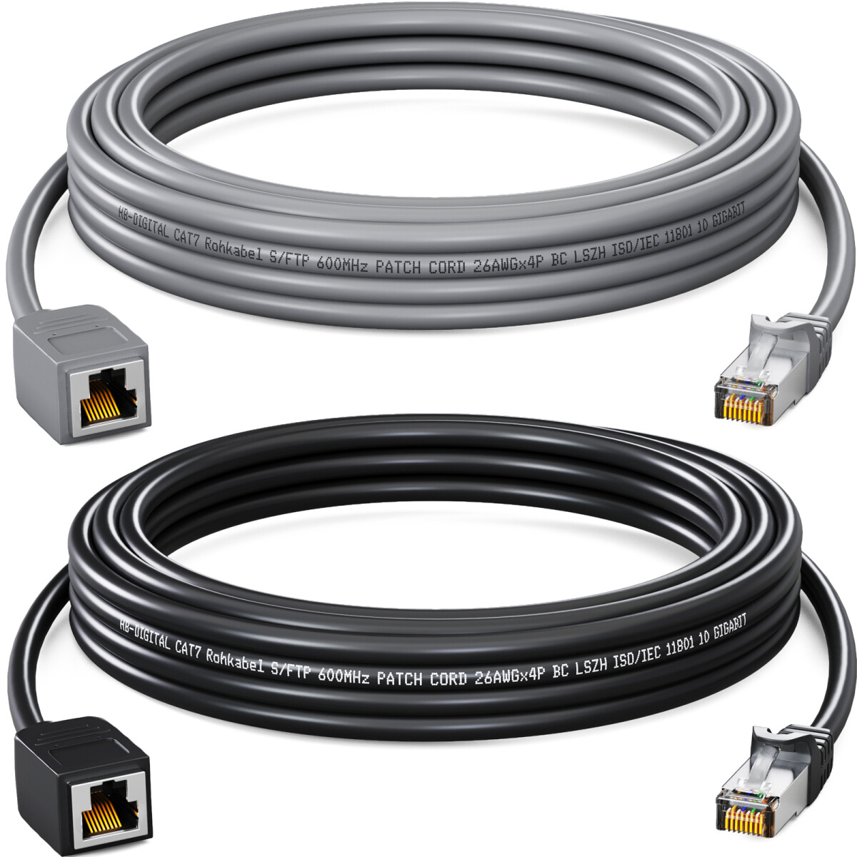 VCELINK RJ45 Kupplung, LAN Kabel Verlängerung Geschirmt, Cat7/Cat6a/Cat6/Cat5e Netzwerkkabel Verbinder, LAN Verbinder POE, LAN Verlängerung Buchse Zu Buchse, Schwarz, 2 Stück