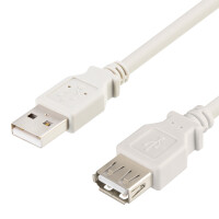 0,3 m USB 2.0 cable extension USB A male to USB A female GREY