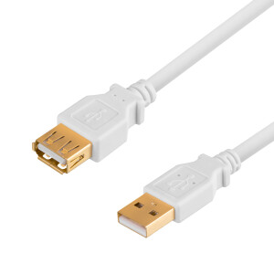 USB 2.0 Verlängerung USB A Stecker gold auf USB A...