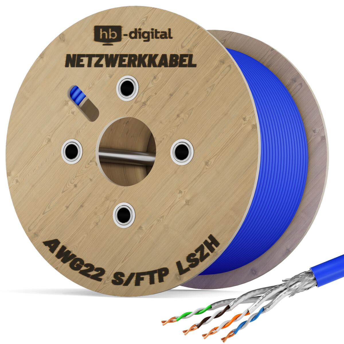 5m - 500m Ethernet Kabel CAT 8 LAN Kabel max. 2000 MHz S/FTP AWG22 LSZH blau