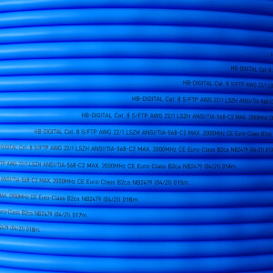 100m network cable CAT 8 LAN cable max. 2000 MHz S/FTP AWG22 LSZH blue