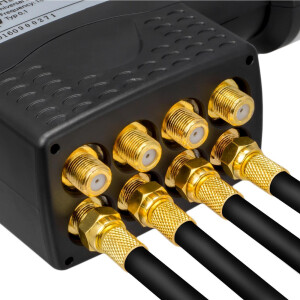 10m - 500m coaxial cable HQ 135 dB 4-way steel copper black + F-connector