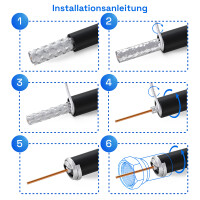 10m - 500m coaxial cable HQ 135 dB 4-way steel copper black 