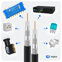 10m - 500m coaxial cable HQ 135 dB 4-way steel copper black 