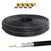 10m coaxial cable HQ 135 dB 4-way steel copper black + F plug