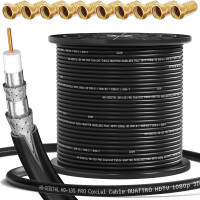250m Koaxialkabel HQ 135 dB 4-Fach geschirmt Stahl Kupfer sc