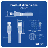 2m Câble rj45 cat 8 cable ethernet rj45 CAT 8.1 F/FTP 