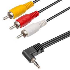 2m RCA a/v Cinch angle cable 3,5mm to 3x RCA plug