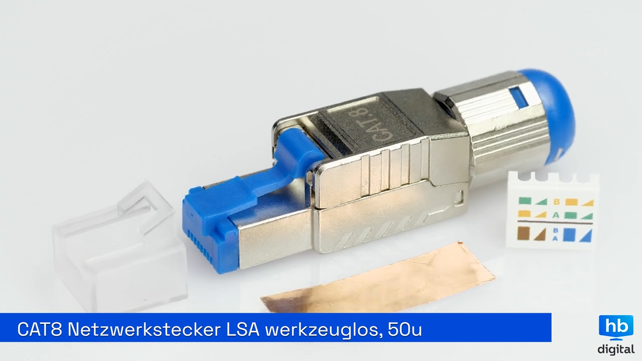 Netzwerkstecker CAT 8 RJ45 Stecker mit PoE Unte...